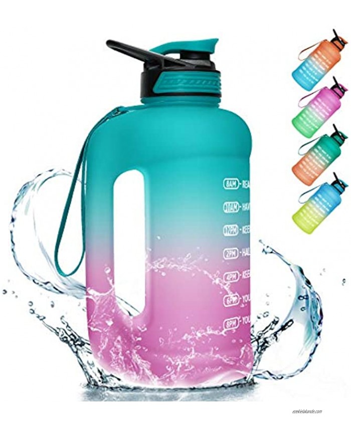 PASER 1 Gallon Water Bottle,Leakproof Large Water Bottle with Time Marker and Straw,BPA Free Sports Water Jug for Camping Sports Workouts and Outdoor Activity