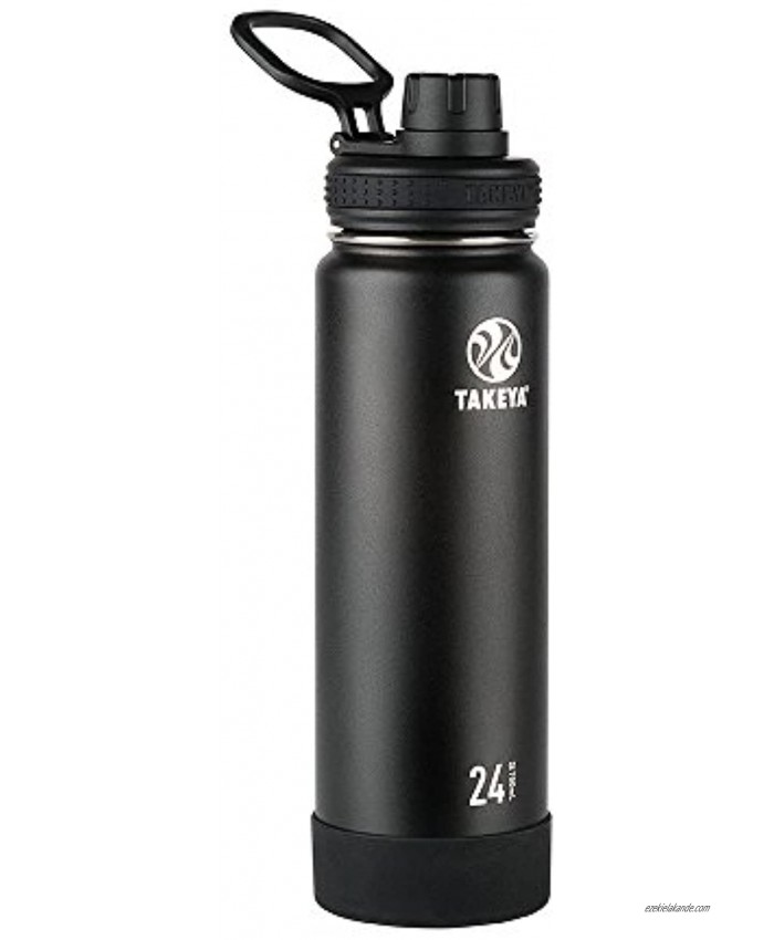 Takeya Actives Insulated Stainless Steel Water Bottle with Spout Lid 24 oz Onyx
