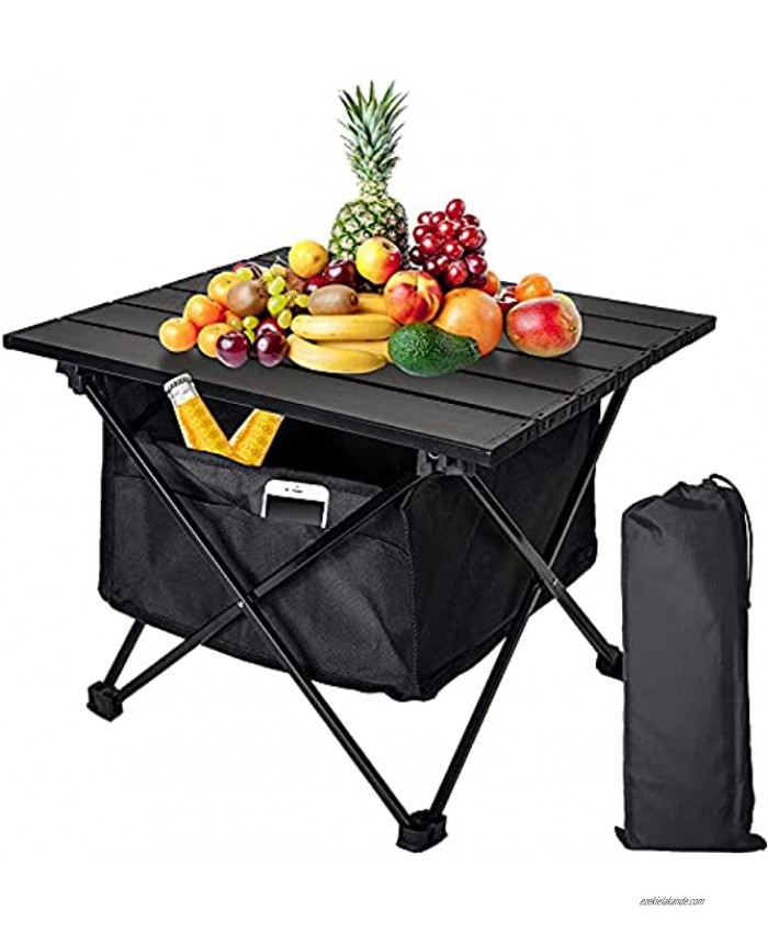 Audoyon Floding Camping Table with Storage Bag Portable Camping Side Table with Aluminum Table Top Waterproof & Sturdy Beach Table Easy to Carry for Camp Beach Picnic BBQ Hiking Fishing Boat