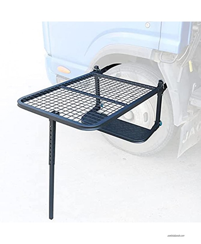 CALEPTONG Camping Table for Tire with Tire Step Camping Table for Trunk Storage Cargo Shelf Portable Tailgating Work Table with Retractable Leg for Outdoor Travel Camping Picnic