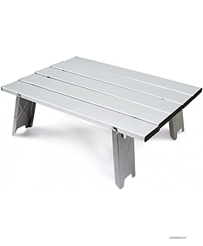 Compact Outdoor Mini Camping Folding Table Ultralight Foldable Picnic Portable Aluminum Collapsible Table Hiking Picnic and Beach with Carrying Bag Silver
