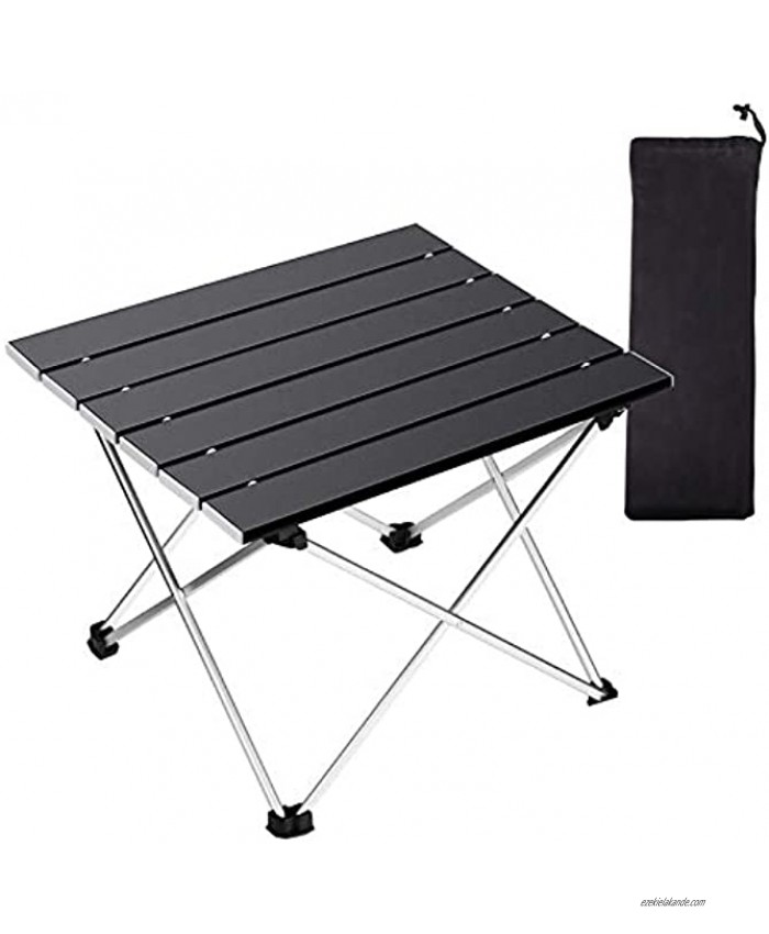 Portable Camping Table 1 Pack,Folding Side Table Aluminum Top for Outdoor Cooking Hiking Travel PicnicBlack,Small