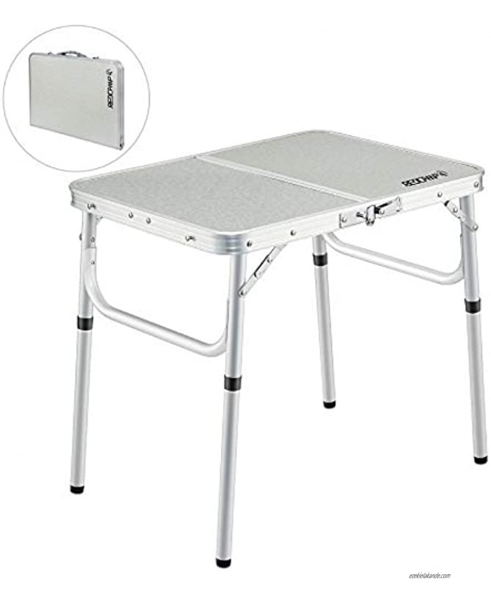 REDCAMP Folding Camping Table Portable Adjustable Height Lightweight Aluminum Folding Table for Outdoor Picnic Cooking White 2 3 4 Foot
