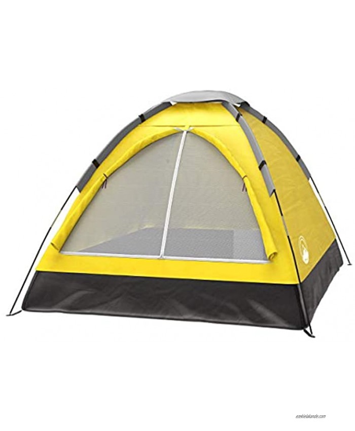 2 Person Dome Tent- Rain Fly & Carry Bag- Easy Set Up-Great for Camping Backpacking Hiking & Outdoor Music Festivals by Wakeman Outdoors Yellow