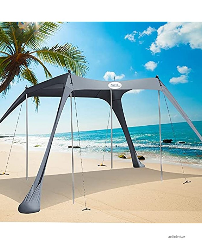 Beach Tent Upgrade Pop up Sun Shade Tent for 3-4 Adults UPF50+ Outdoor Shade Canopy for Beach Camping Fishing Backyard and Picnics. Gray