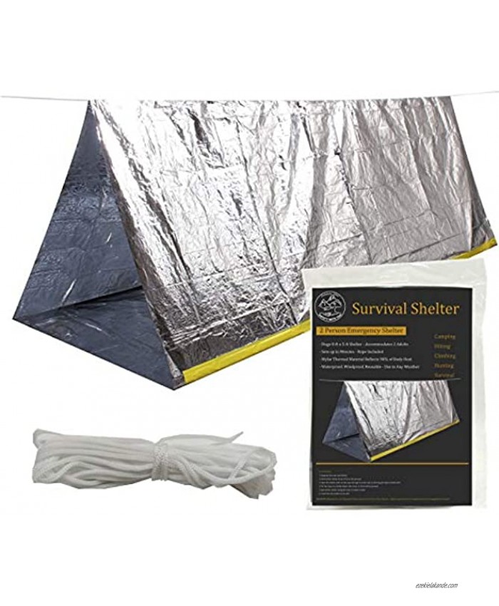 Emergency Survival Shelter Tent 59 X 98.4inch Waterproof 2-Person Mylar Thermal Shelter for Hiking Camping