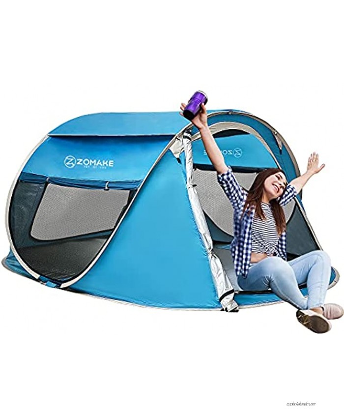 ZOMAKE Pop Up Tent 3 4 Person Beach Tent Sun Shelter for Baby with UV Protection Automatic and Instant Setup Tent for Family