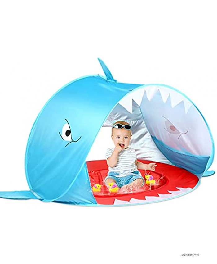 Baby Beach Tent with Pool Pop Up Beach Play Tents for Kids Toddler or Infant Portable Baby Sun Shelter Tent UV Protection Blue