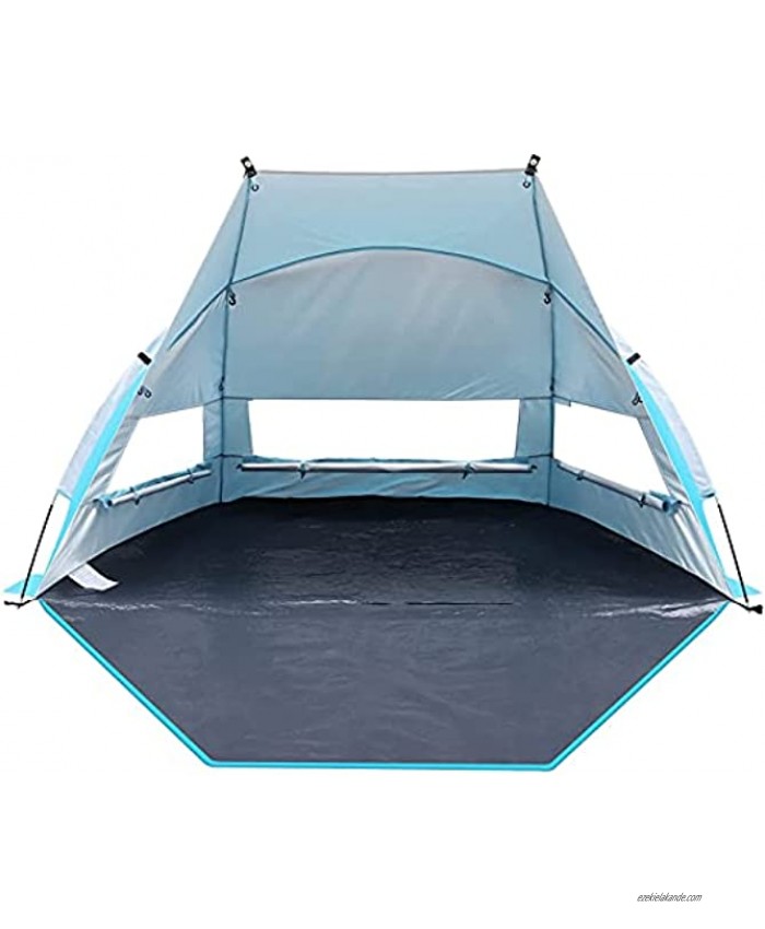 Beach Tent UPF 50+ Sun Shade Shelter Cabana Beach Canopy Umbrella with Extendable Floor Mat Lightweight & Easy to Fold with Carry Bag Stakes Tiedown Strings