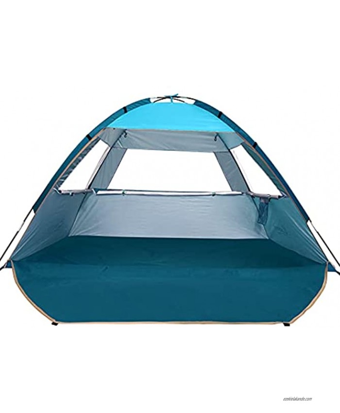 COMMOUDS Beach Tent Beach Sun Umbrella Outdoor Sun Shelter Canopy Cabana UPF 50+ Sun Shade Easy Set Up 3-4 Person Lightweight and Easy to Carry Blue