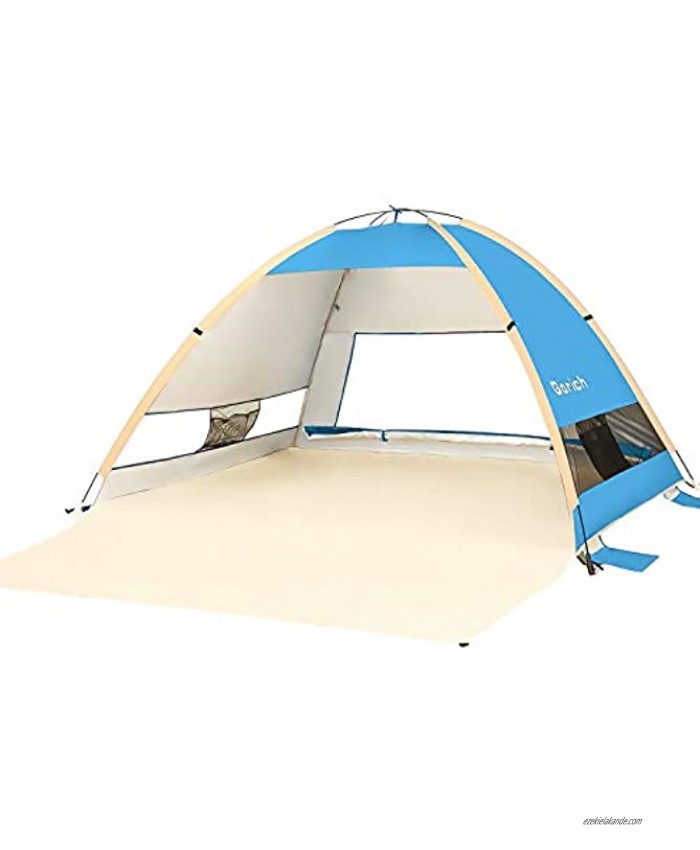Gorich Large Pop Up Beach Tent Beach Umbrella Automatic Sun Shelter Cabana Easy Set Up Light Weight Camping Fishing Tents 4 Person Anti-UV Portable Sunshade for Family Adults
