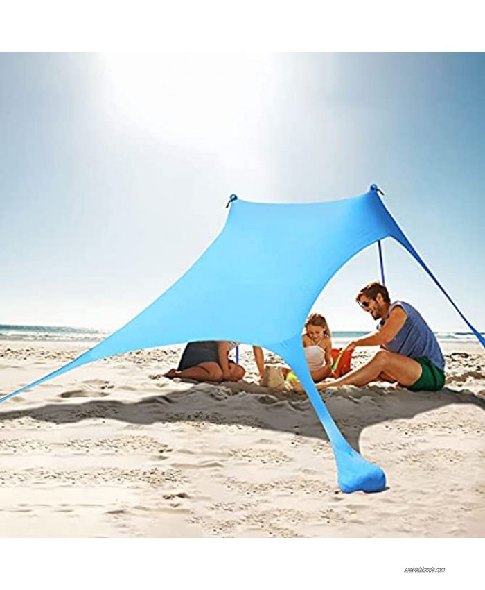KMM Beach Tent Sun Shade 7×7 FT Family Beach Canopy with UPF50+ UV Protection Pop Up Sun Shelter for Beach Fishing Backyard Camping and Outdoors