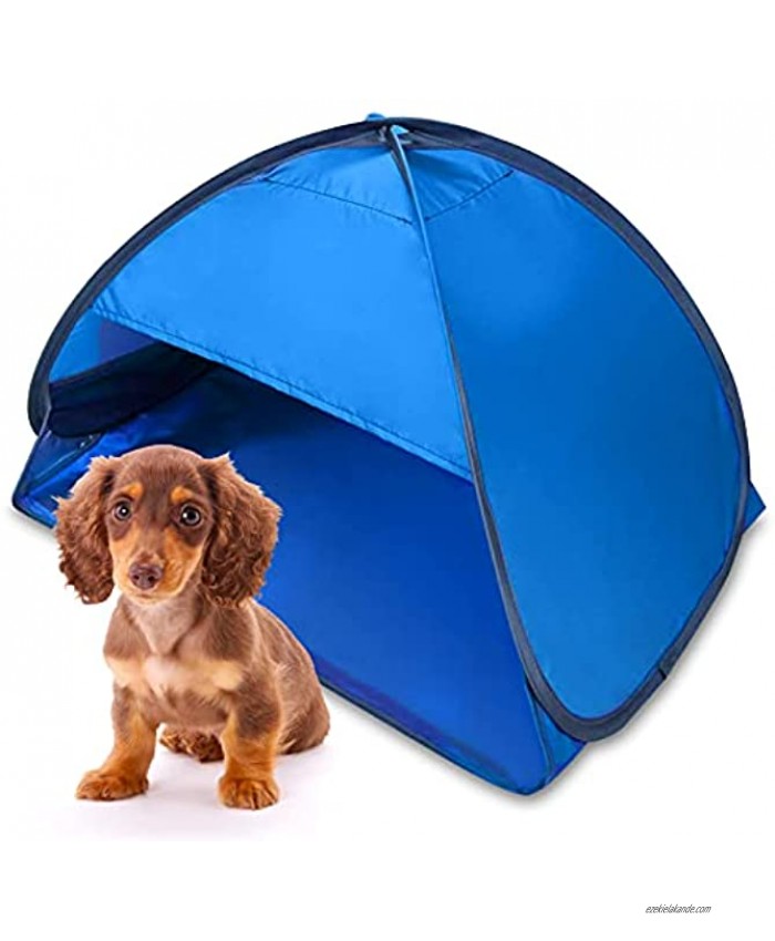 LIIBOT Mini Sun Shelter for Pet Shelter Small Tent for Puppy Cats Small Pets Animals Automatic Open Portable Sport Small Sun Beach with Mobile Phone Stand Blue