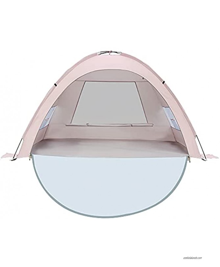 LINKE Beach Tent Sun Shlter 4 Person Camping Sun Shade Canopy with Carry Bag Easy to Assemble XL Size Pink