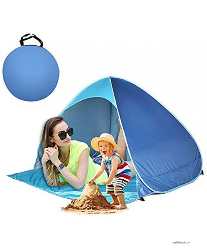Pop Up Beach Tent Quick Instant Automatic Portable Anti UV Sun Shelter Tents Fit 1-2 Persons for Outdoor Camping Fishing Park Picnic Baby Beach Tent Blue-Blue