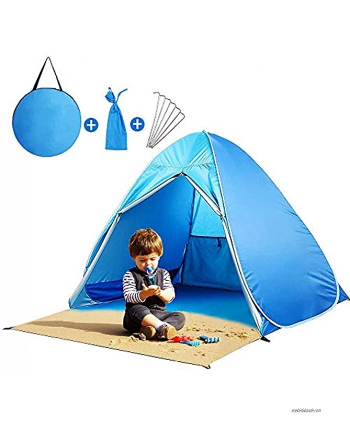 Pop Up Tent with Zipper Door Family Pop Up Sun Shelter That Can Accommodate 2-3 People Automatic Baby Beach Tent，Pop Up Beach Tent with UPF 50+ Anti UV