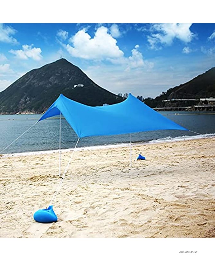 REDCAMP Beach Tent Sun Shelter 7x7 FT Pop Up Beach Sunshade Canopy with 2 Aluminum Poles for Camping Backyard Fishing and Outdoors Blue