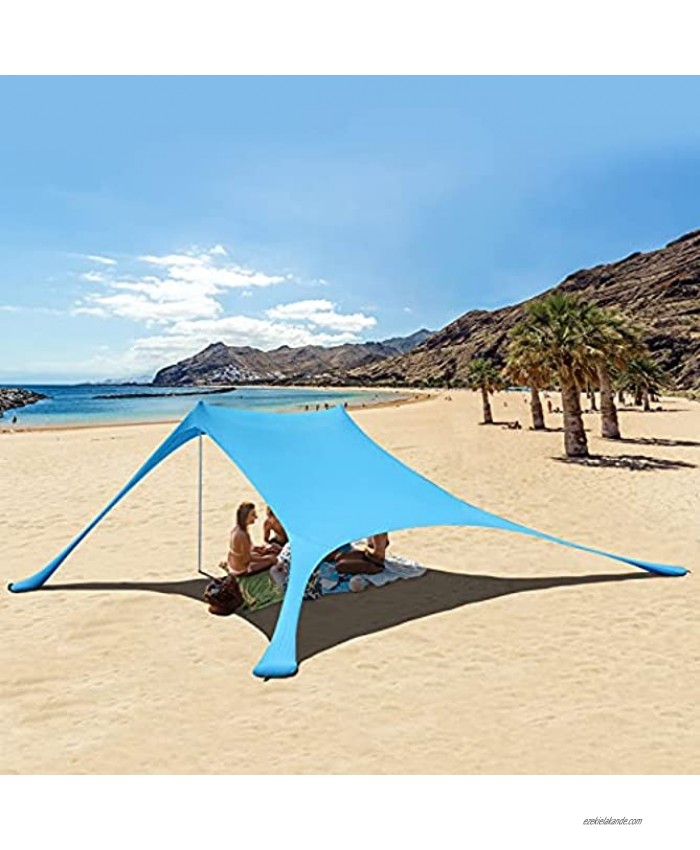 RESVIN Pop Up Beach Ten UPF50+ Portable Beach Sunshade Lightweight Sun Shade Tent with Sand Shovel Ground Pegs,and Aluminum Poles,10ft x 10ft