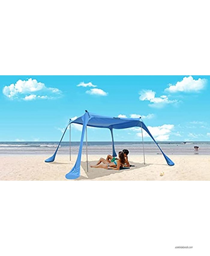 ShadeRest Pop Up Beach Tent Beach Umbrella Sun Shelter UPF50+ Sun UV with Waterproof Ultraviolet-Proof for Outdoor Camping,Fishing,Backyard,Picnic or Family Party Turquoise 7x7 FT 4 Pole