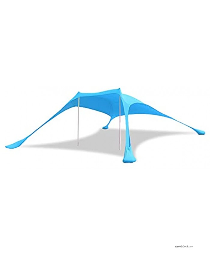 Shades Beach Tent Large Beach Umbrella Canopy Tent 4 Adults Beach Canopy with Sand Bags and 2 Aluminum Poles Light Blue Large
