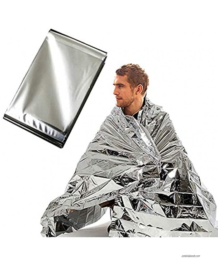 July miracle Emergency Blanket 2 pcs Camping Rug with Convenient Sun Protection Silver
