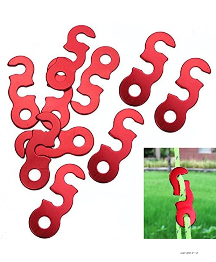 AVESON 10 Pcs Aluminum Guyline Cord Adjuster Tent Tensioners Wind Rope Adjuster Buckle for Tent Hiking Camping Backpacking Outdoor Activity Red