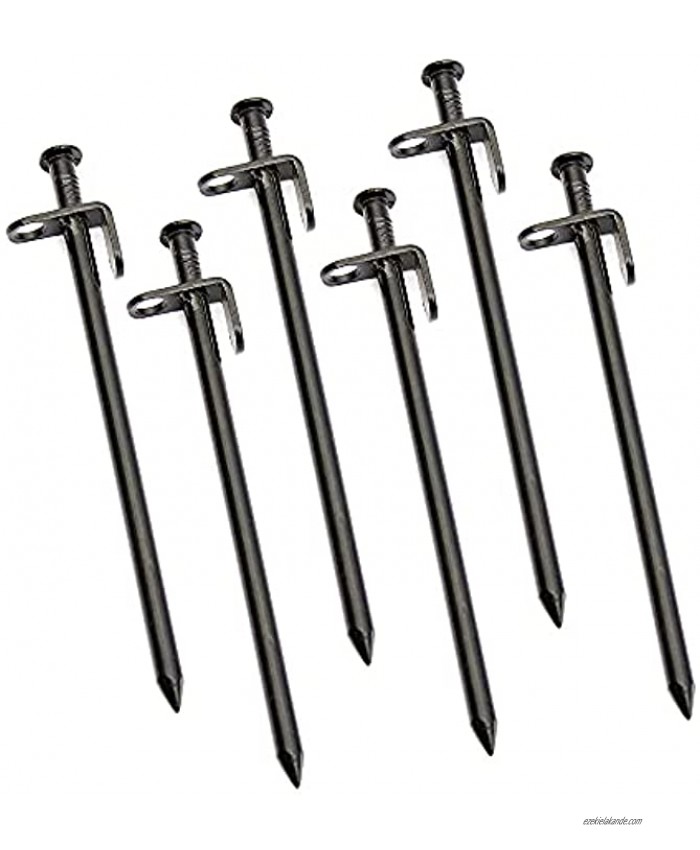 Burly Steel Tent Stakes Pegs 6PCS 11.81 Heavy Duty Steel Pegs for Holding Down The Outdoor Camping Tent Awning Seabeach Tent Aifounds
