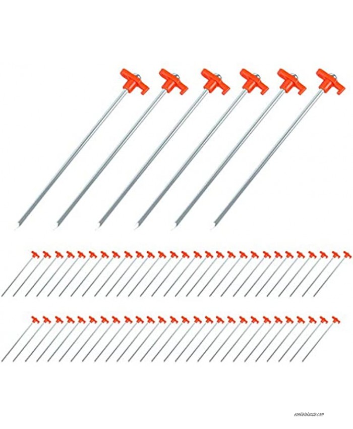 YINGJEE Tent Stakes Heavy Duty Set of 50 Metal Tent Pegs Galvanized Non-Rust Steel Camping Tent Stakes for Outdoor Trip Hiking Garden Tarp Lawn Stakes Canopy Tents etc