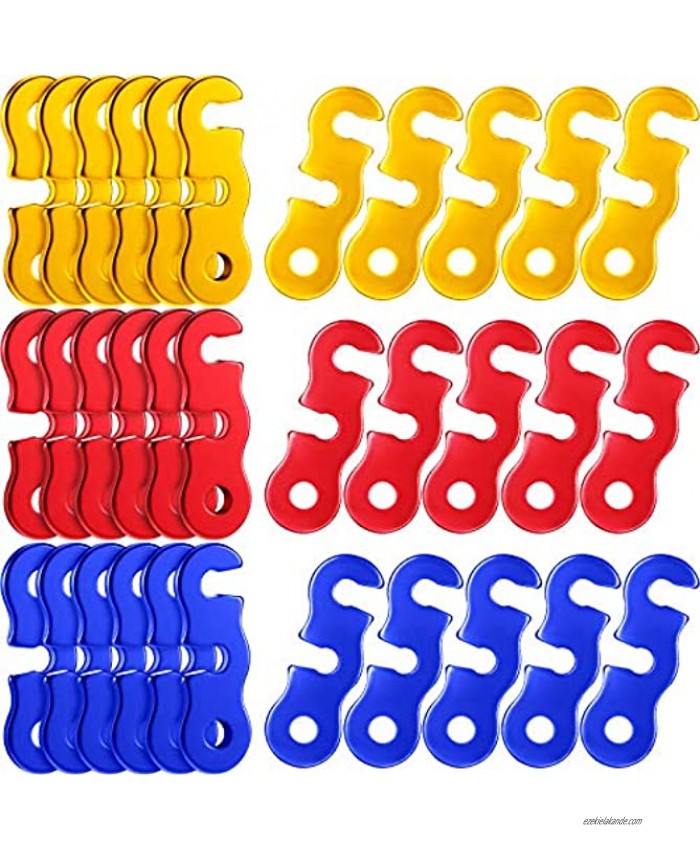 30 Pieces Aluminum Alloy Guyline Cord Adjusters Rope Adjusters Tent Tensioners Tent Wind Rope Buckles Camping Accessories for Tent Camping Hiking Backpacking Outdoor Activity 3 Colors