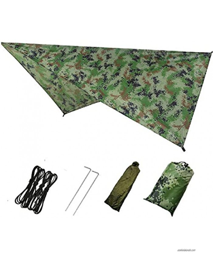 Azarxis Hammock Camping Tarp Rain Fly Waterproof Tent Footprint Shelter Canopy Sunshade Cloth Picnic Mat for Outdoor Awning Hiking Beach Backpacking Included Guy Lines & Stakes Camouflage