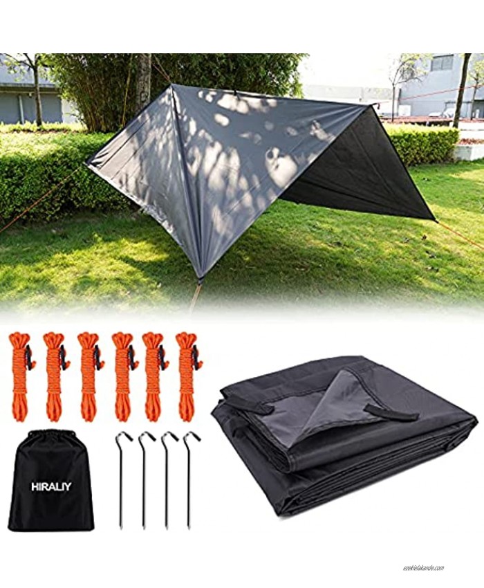 HIRALIY Lightweight Waterproof Camping Rain Fly Durable Camping Tent Tarp Protect from Rain Sun Easy Setup and Carry-on Tarp for Backpacking Hiking Camping Picnic 9.5 x 12 ft 290x360cm