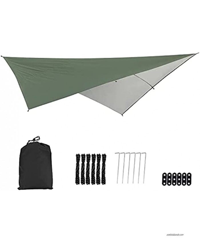 IMNGBL 114 X 114 Green Camping Tent Tarp Camping Sunshade Essential Survival Hammock Tent Tarp for Camping Hiking Backpacking Home Garden Outdoor Hunting Backpacking Survival Gear