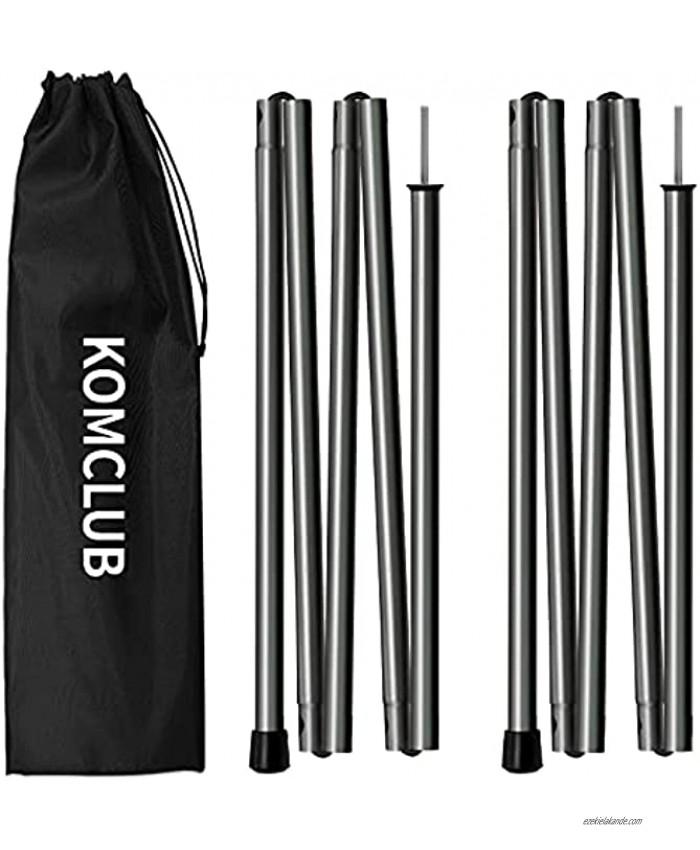 KOMCLUB Lightweight Tent Poles Camping Aluminum Poles Collapsible Poles for Tent Tarp Canopy Awning Sun Sails Hiking Backpacking -78 -Set of 2