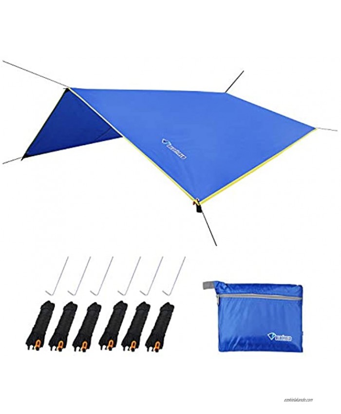 LLY Lightweight Hammock Sun Rain Tarp Shelter Shade Tent Tarp with Stakes and Ropes for Camping Backpacking Fishing