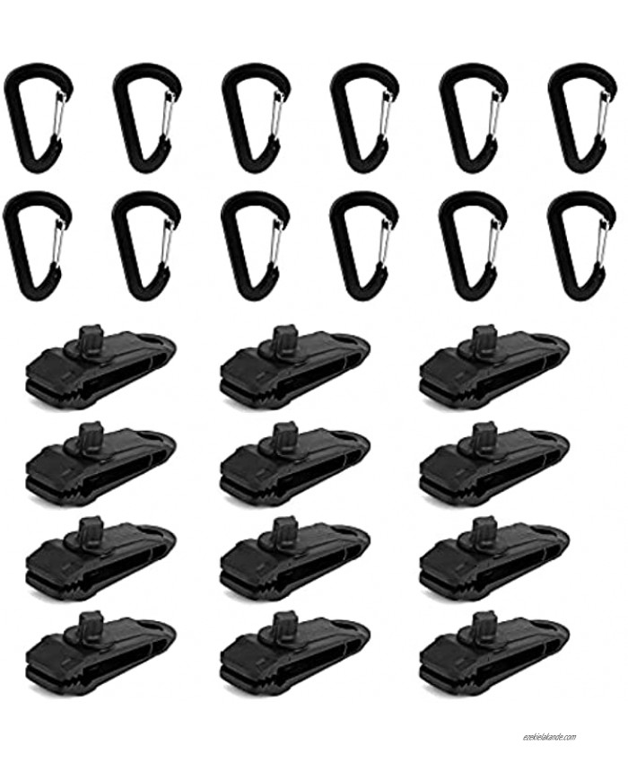 LUTER 24 PCS Tarp Clips with Carabiner Awning Clamp Set Tent Clip Locking Clamp Design for Tents Couch Cover Tarp Boat Cover Pool Cover Car Cover