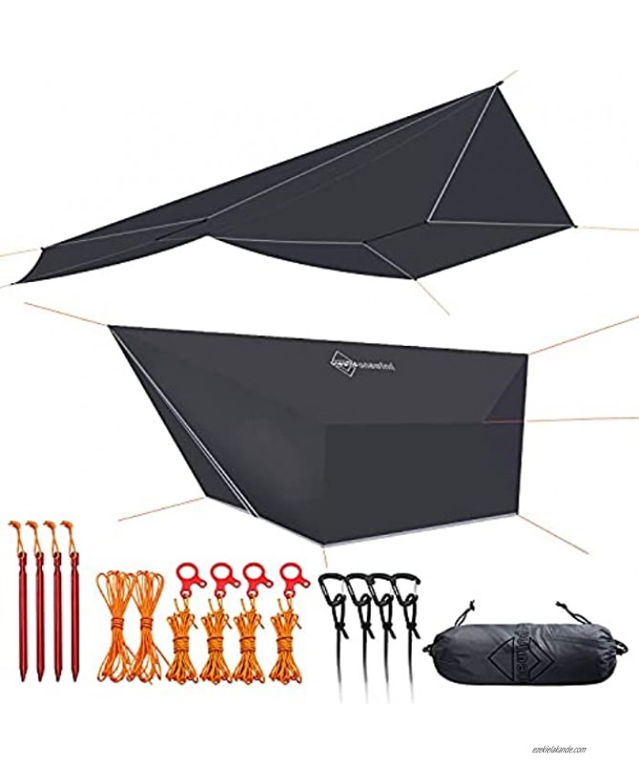 onewind Hammock Tarp Rainfly Ultralight Silnylon Camping Tarp Shelter Waterproof with Doors Large Coverage 12'10' with Accessories Included