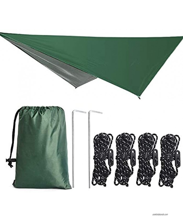 TOBWOLF Hammock Tent Tarp Waterproof Rain Tarp UV Protection Camping Tent Shelter Include Stakes & Ropes & Tensioners Sand Resistant Beach Blanket for Camp Park Beach Green