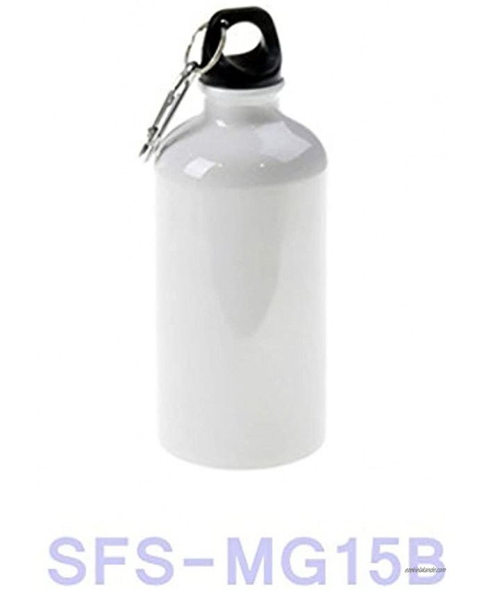 SFS BLANK Aluminum White Sport Thermos Flask W Carabine for Sublimation DYE Heat Transfer White 600ml
