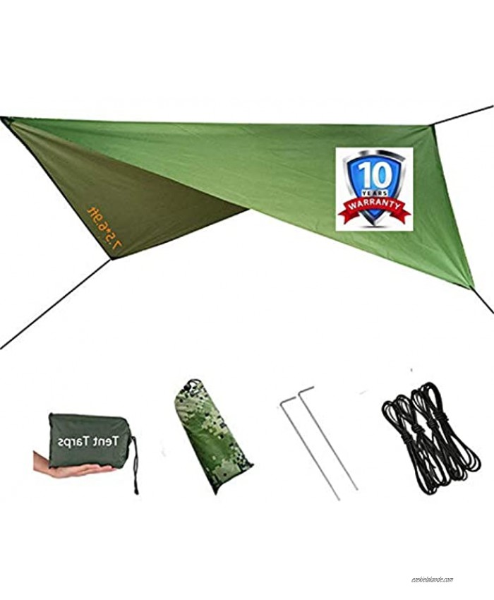 DOCYKE Waterproof Camping Tarp Tent Rain Fly Cover Mutifunctional Tent Footprint Lightweight Tarp Backpacking Gear Sunshade Hiking Beach 6.8ftX7.5ft Portable Shade Sail Shelter UV Protection