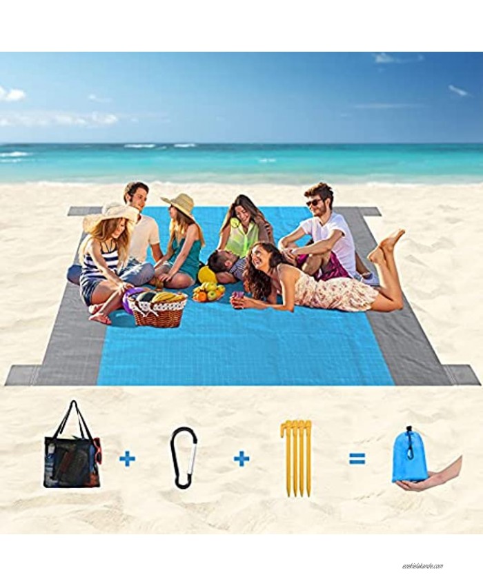 Beach Blanket Extra Large 120'X108' Sandproof Beach Mat Outdoor Lightweight Windproof Waterproof Foldable Sandfree Quick Dry Oversized Picnic Mat for Beach Park Lawn Camping Hiking Travel
