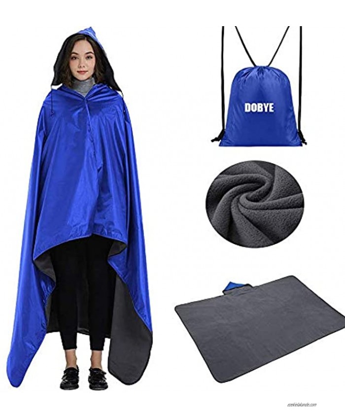 DOBYE Outdoor Stadium Blanket Waterproof Outdoor Fleece Blanket Windproof Hooded Blanket for Camping Picnic Sports Travel Concerts Festival Dogs Large