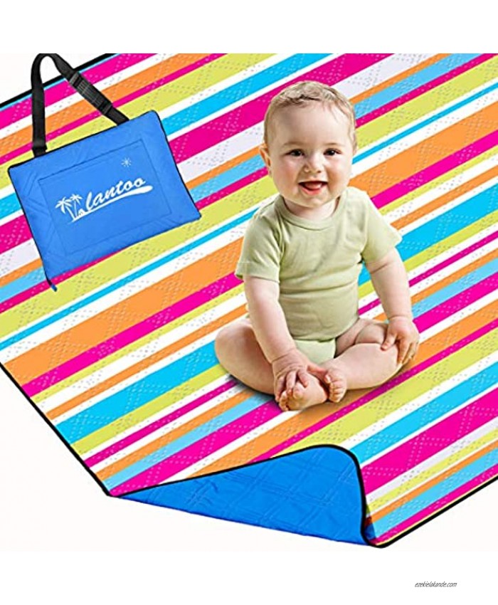 Extra Large Outdoor Picnic Blanket 79x79 Lantoo Extra Soft Portable Beach Blanket Mat W  Compact Tote Foldable Machine Washable for Camping Hiking Travel
