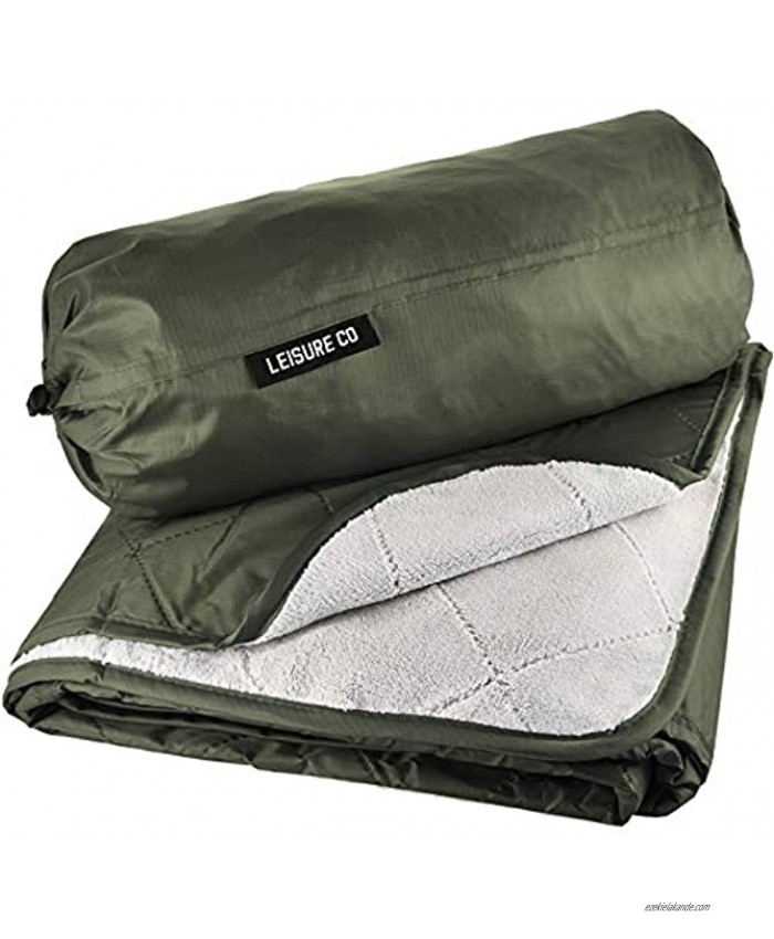 Leisure Co Large Outdoor Blanket Waterproof Camping Blanket with Plush Fleece Inner Lining Waterproof Picnic Blanket for Parks Stadium Blanket for Games Foldable Portable and Lightweight