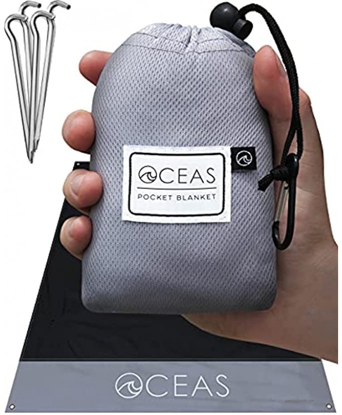 Oceas Outdoor Pocket Blanket Ideal Sand Proof and Waterproof Picnic Blanket for Beach Hiking and Festival Use Foldable and Compact Mat Easily Fits Into Small Portable Bag