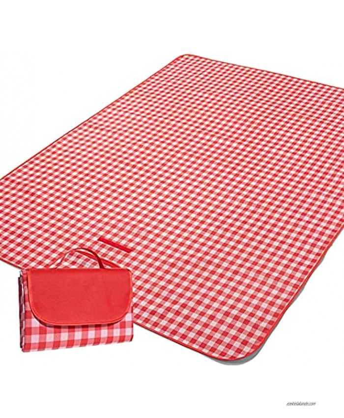 Picnic Blankets Waterproof Foldable 57 × 79 Inch  Beach Mat Sandproof Large Outdoor Blanket Picnic Mat Portable,Used For Yoga Camping Hiking Grass Travelling Picnic Backpack AccessoriesRed White