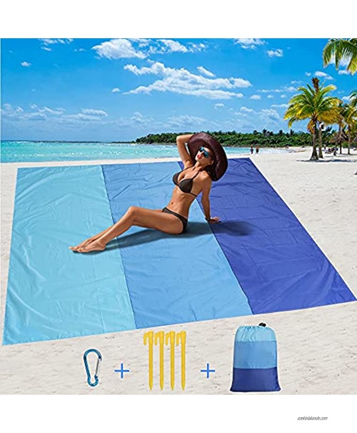 Sand Free Beach Blanket 82 X79 Extra Large Waterproof Sandproof Beach Blanket for 7 Adults Outdoor Portable Lightweight Quick Dry Beach Mat for Travel Camping Hiking and Music Festivals