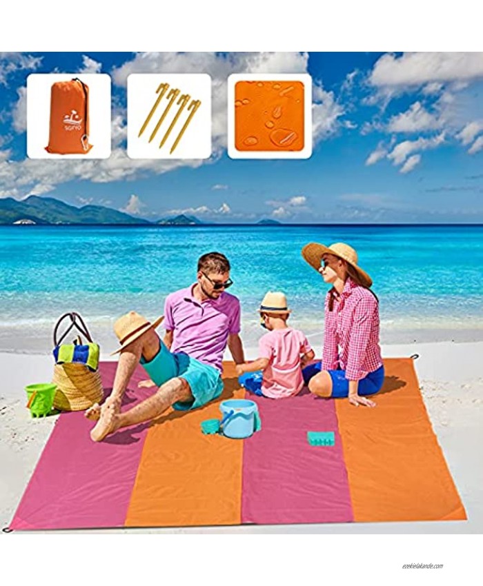 SGFYO Beach Mat,Beach Blanket Waterproof 79''×83'' Sand Proof Beach Lightweight Camping Blankets for Travel,Hiking,Sea