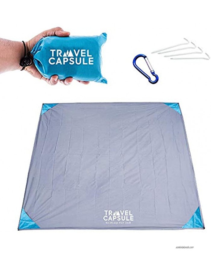 TRAVEL CAPSULE Outdoor Compact Pocket Blanket 55″x70″ Lightweight Camping Tarp Perfect for Hiking Festivals picnics and Sporting Events Packable w Bag