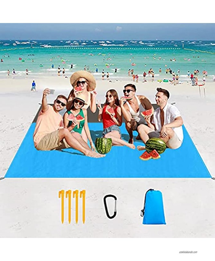 URXTRAL Beach Blanket Sandproof Waterproof Sand Free Beach Blanket Oversized for 4-7 Adults,Compact Beach Mat Sand Proof Waterproof Pocket Blanket,Durable Large No Sand Beach Blankets79’’x82’’
