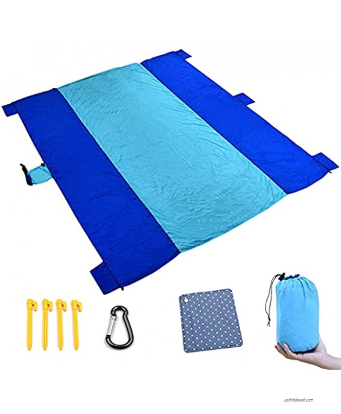 ZQY Portable Sandproof Blanket for Travel Packable Beach Blanket Oversized Waterproof Blanket with Ice Pillow for 4-7 Adults